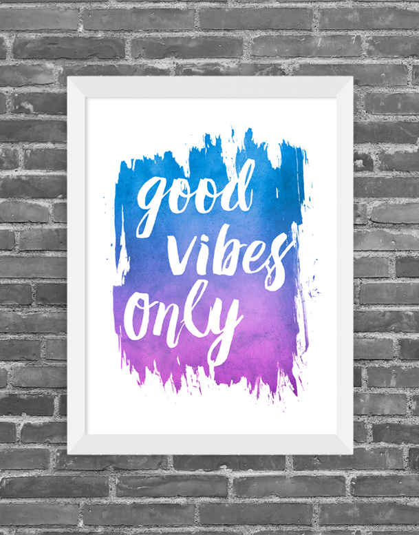 Cuadro Happy Good Vibes only, Tamaño 24.5X30.5cm