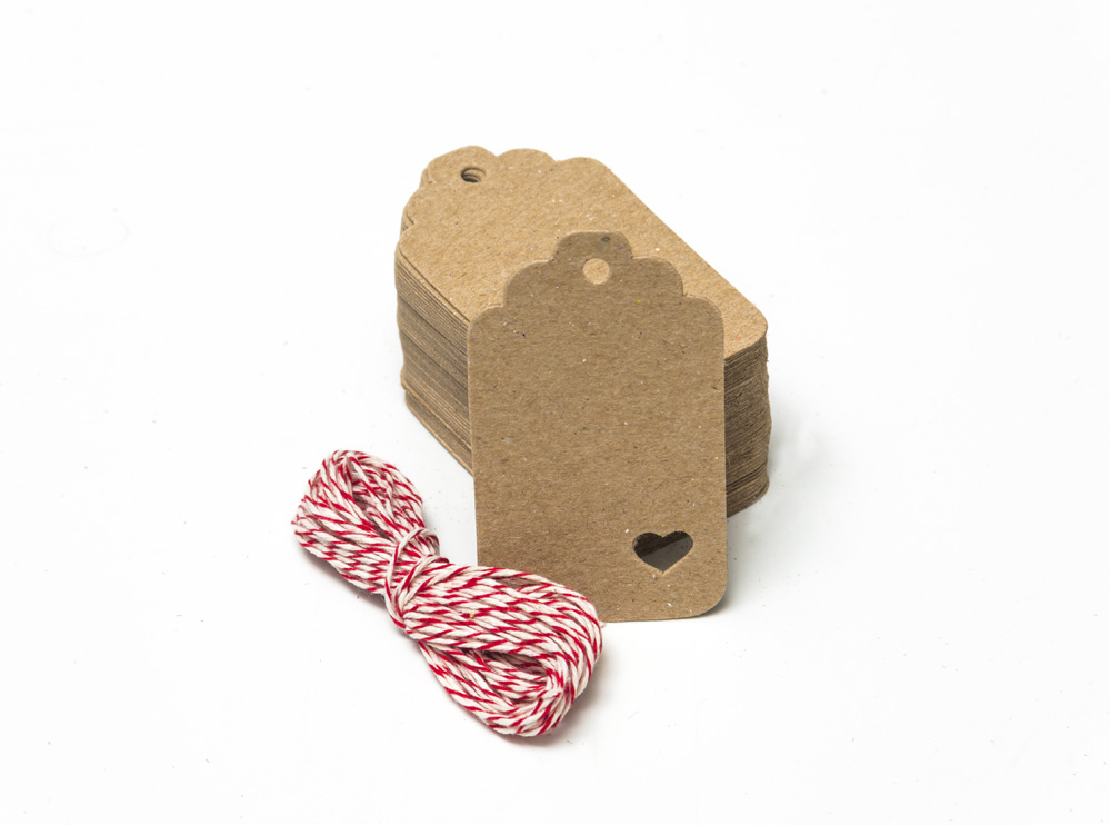 Tarjetas Etiquetas Vintage Kraft Tags 7x4cm Corazón