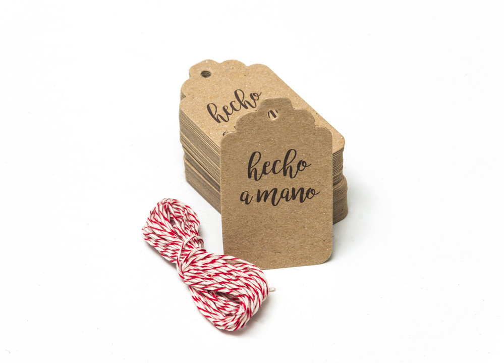 Tarjetas Etiquetas Vintage Kraft Tags 7x4cm Hecho a Mano