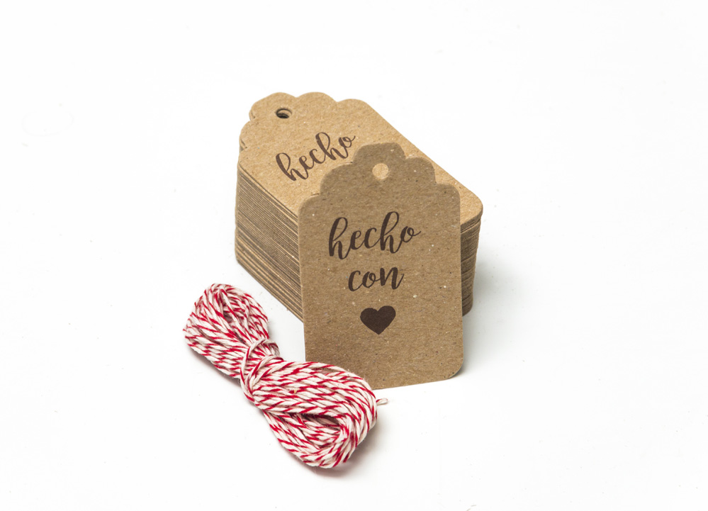 Tarjetas Etiquetas Vintage Kraft Tags 7x4cm Hecho con…