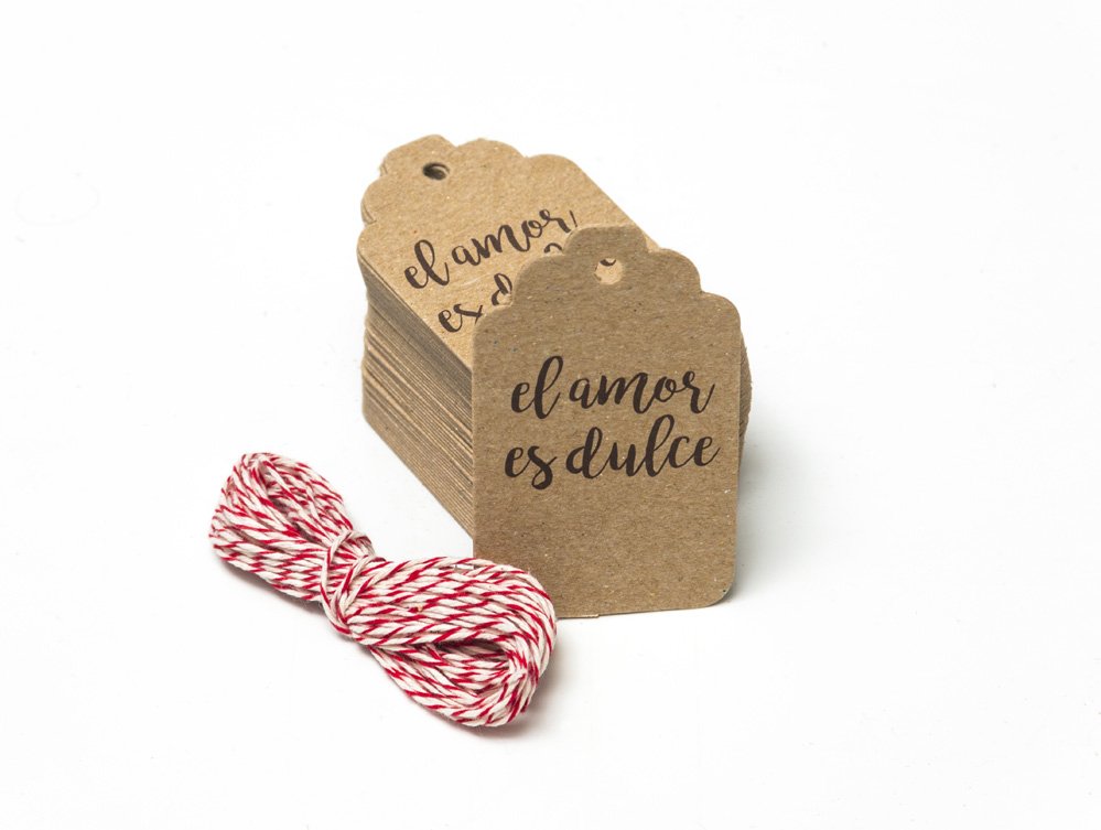 Tarjetas Etiquetas Vintage Kraft Tags 7x4cm El amor es dulce