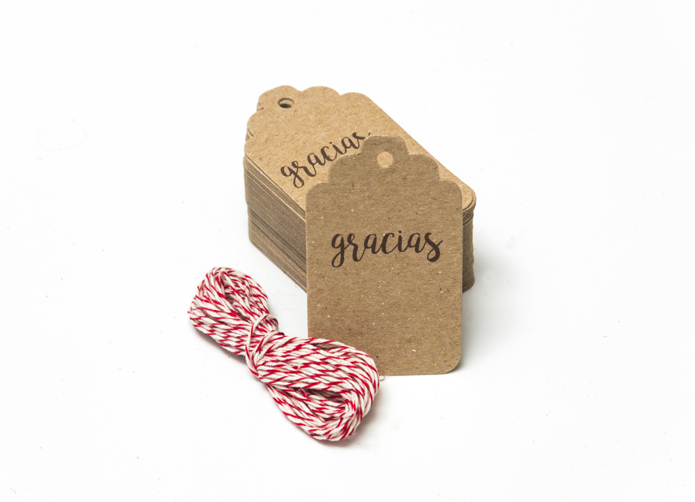 Tarjetas Etiquetas Vintage Kraft Tags 7x4cm Gracias