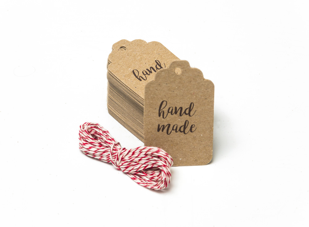 Tarjetas Etiquetas Vintage Kraft Tags 7x4cm Hand Made